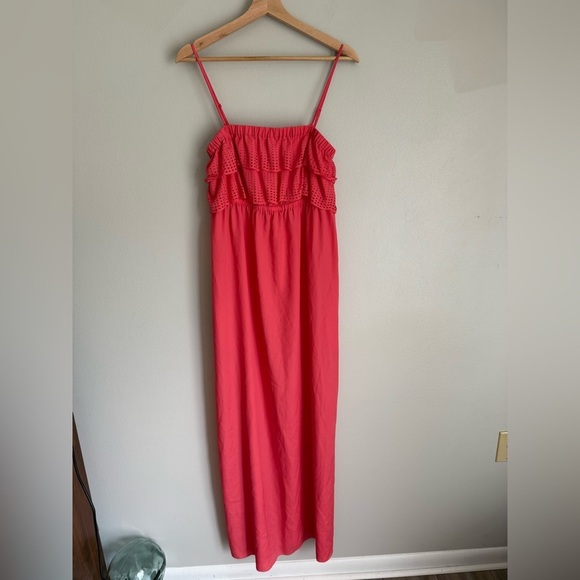 Susana Monaco lattice cutout ruffle maxi dress with pockets pink size 8 - Picture 1 of 6